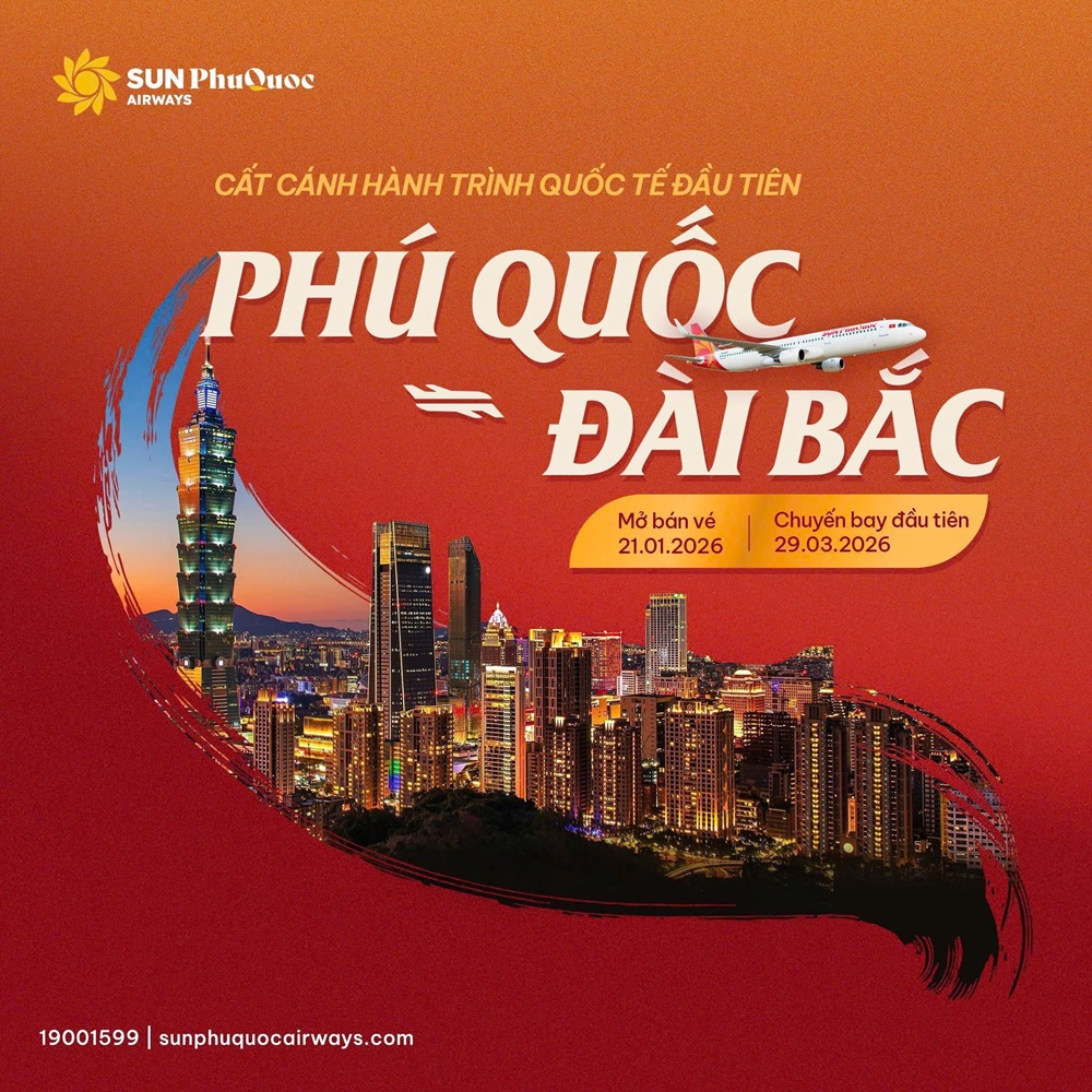 Vé máy bay Phú Quốc đi Đài Loan – Bay thẳng Đài Bắc cùng Sun PhuQuoc Airways
