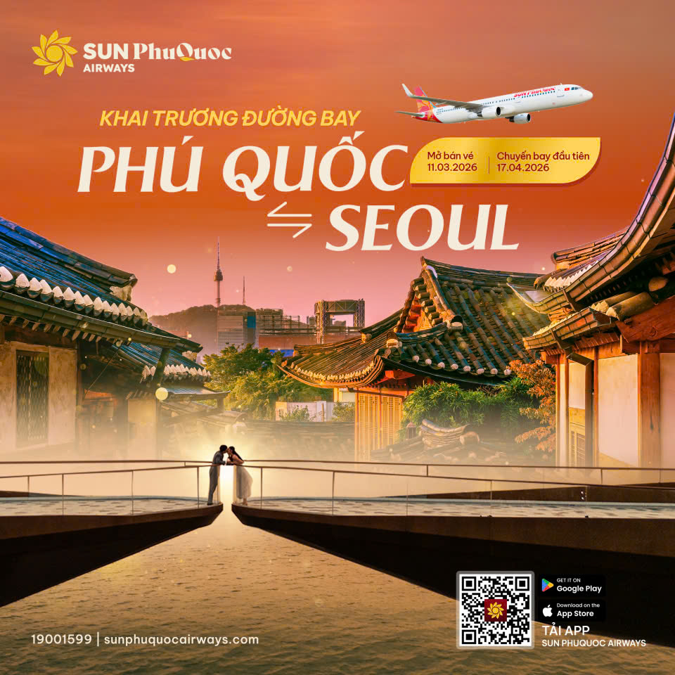 Vé bay từ Phú Quốc đi Hàn Quốc - Lựa chọn mới với Sun PhuQuoc Airways