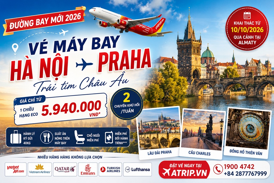 Giá vé máy bay Hà Nội – Praha khoảng bao nhiêu?