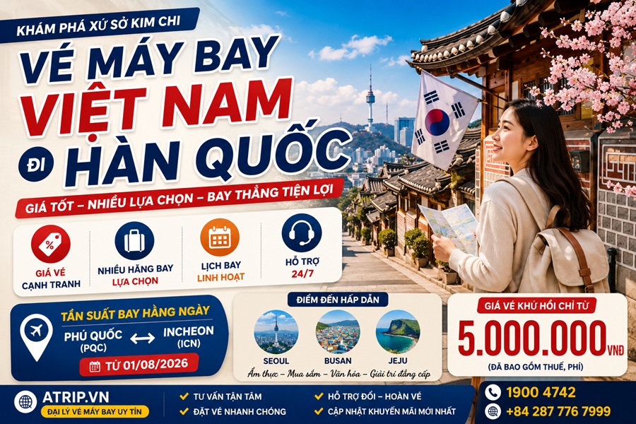 Vé máy bay Việt Nam đi Hàn Quốc – Cập Nhật Giá Vé, Đường Bay Và Kinh Nghiệm Đặt Vé 2026