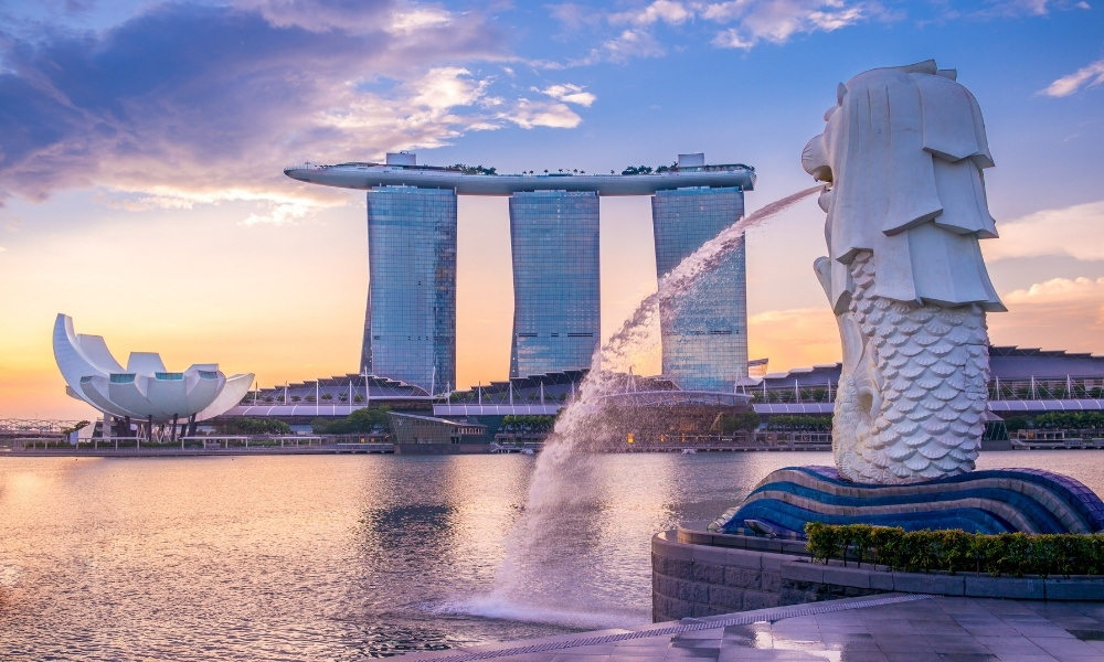 Marina Bay Sands và Merlion Park du lịch singapore tháng 7