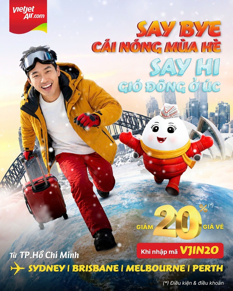 Vietjet ưu đãi vé máy bay đi Úc giảm 20% với mã VJIN20
