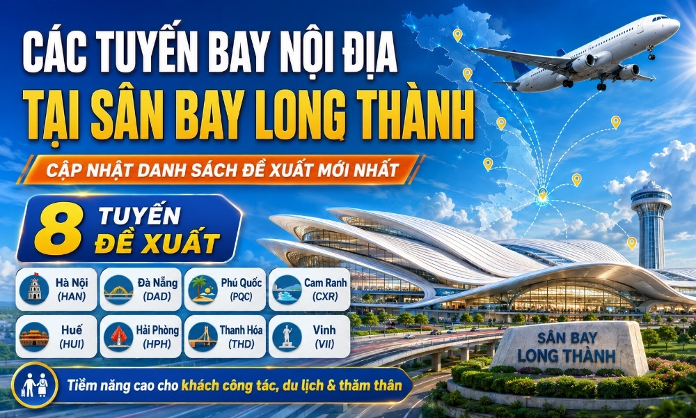 Các tuyến bay nội địa được khai thác tại sân bay Long Thành: Cập nhật danh sách đề xuất mới nhất