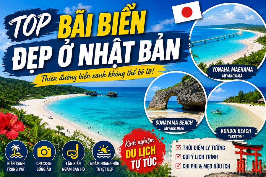 Top bãi biển đẹp ở Nhật Bản – Những thiên đường biển xanh khiến du khách mê mẩn