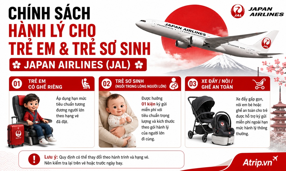 Chính sách hành lý cho trẻ em và trẻ sơ sinh