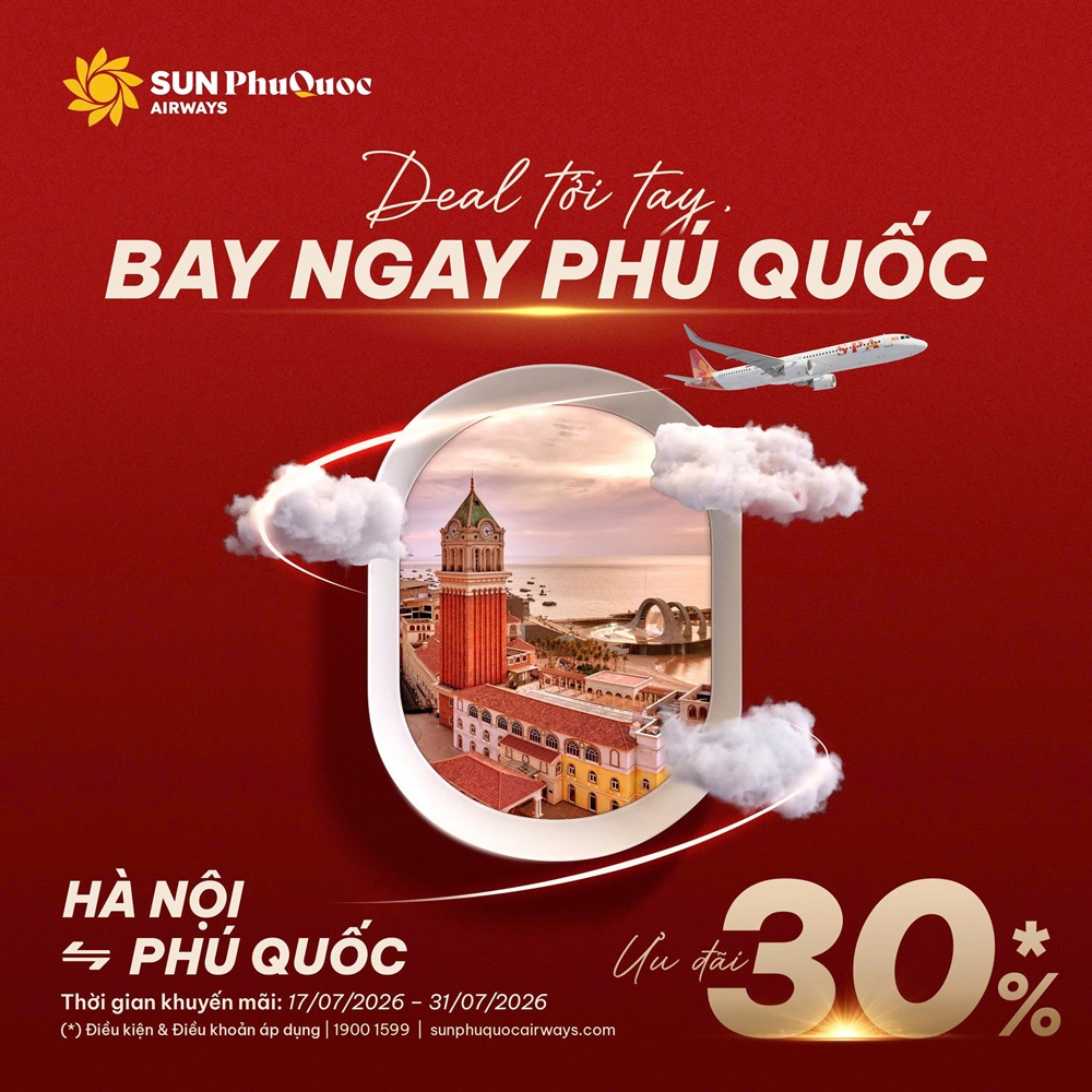 Ưu đãi giảm 30% của Sun Phuquoc Airways