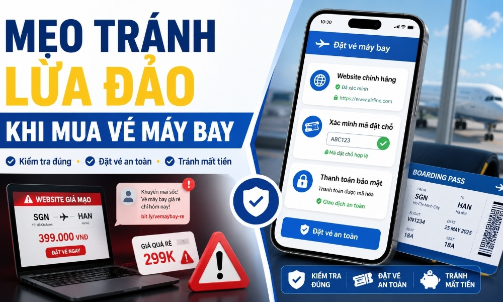 Cách đề phòng lừa đảo khi mua vé máy bay: Nhận biết sớm, kiểm tra đúng, tránh mất tiền oan