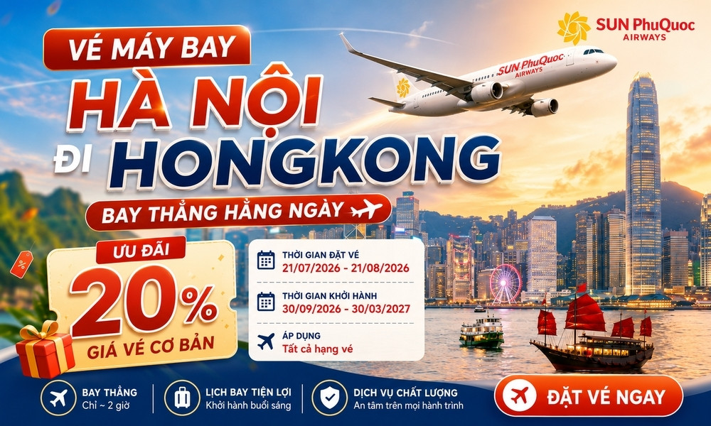Vé máy bay Hà Nội đi Hongkong: Bay thẳng hằng ngày, ưu đãi giảm 20%