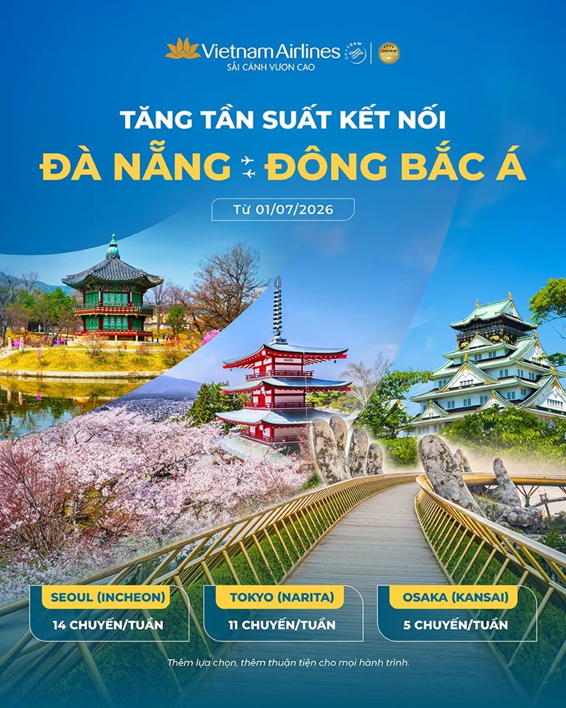 Những đường bay được Vietnam Airlines tăng tần suất