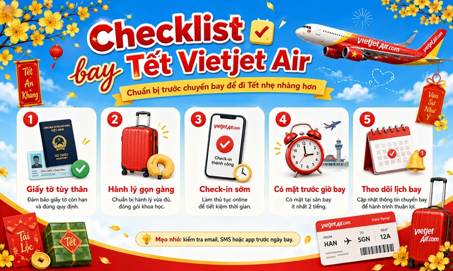 Checklist vé máy bay Tết Vietjet Air