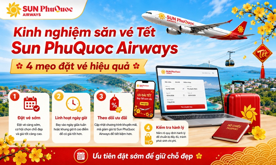 kinh nghiệm đặt vé Tết Sun PhuQuoc Airways