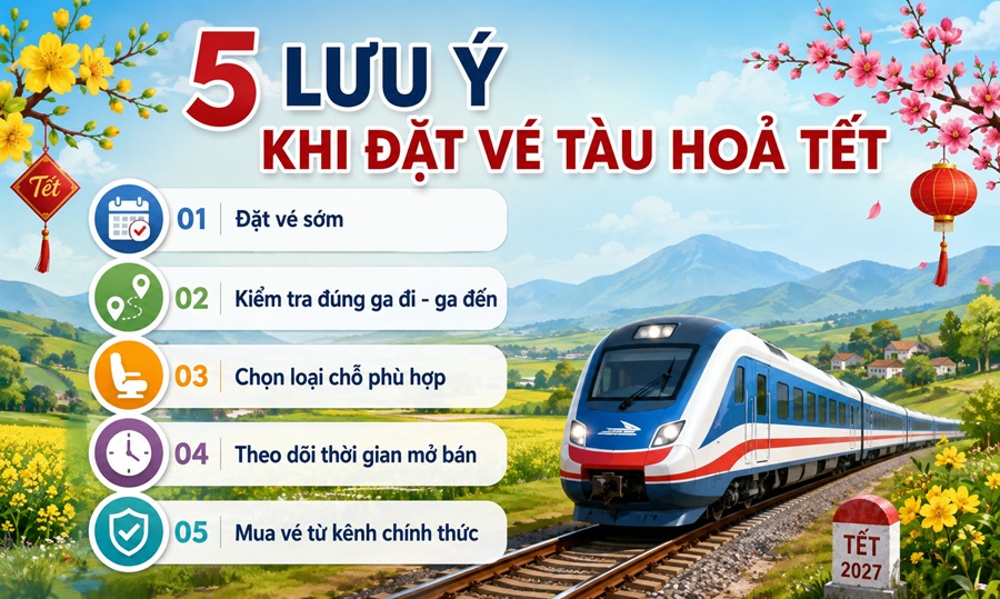 5 kinh nghiệm mua vé tàu Tết