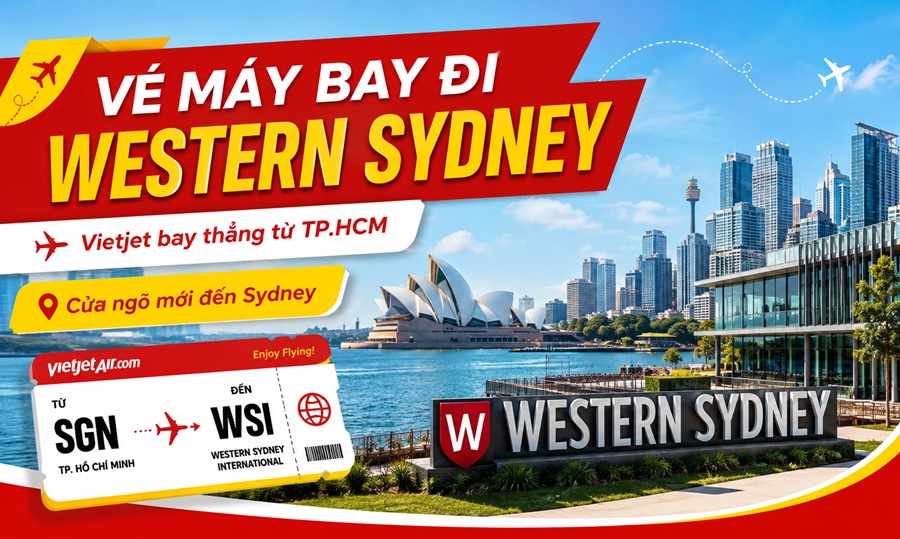 Vé máy bay đi Western Sydney 2027: Vietjet bay thẳng TP.HCM – WSI