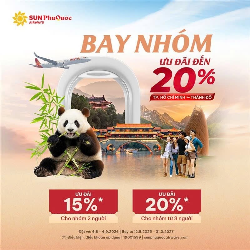Ưu đãi bay nhóm đi Thành Đô