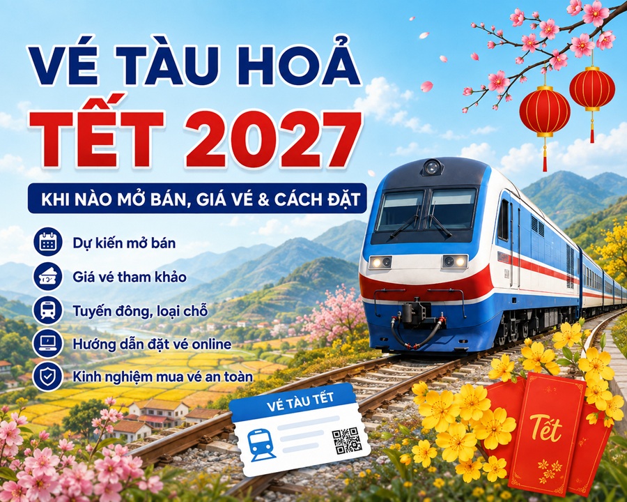 Vé tàu hỏa Tết 2027: Khi nào mở bán, giá vé và cách đặt