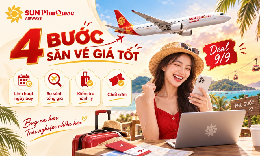 Cách săn vé Sun PhuQuoc Airways 9/9 giá tốt