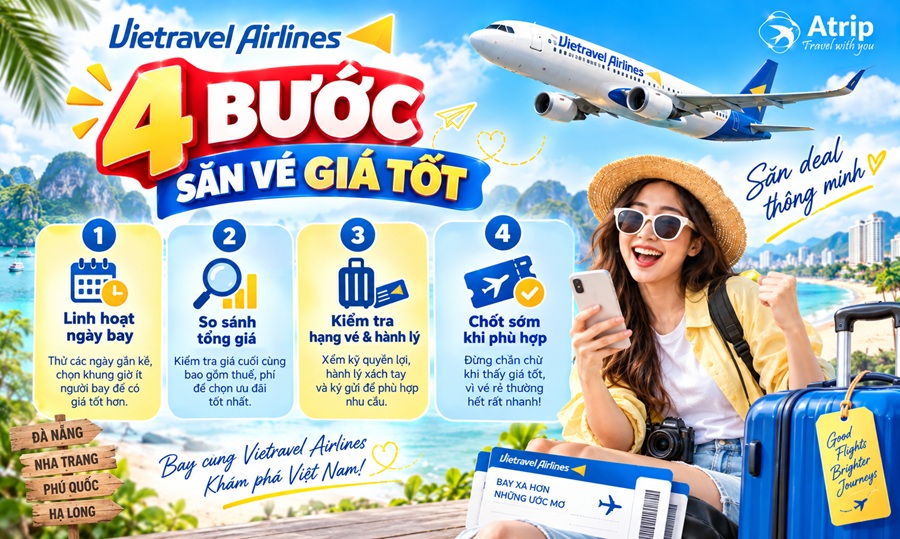 4 bước săn vé Vietravel Airlines giá tốt