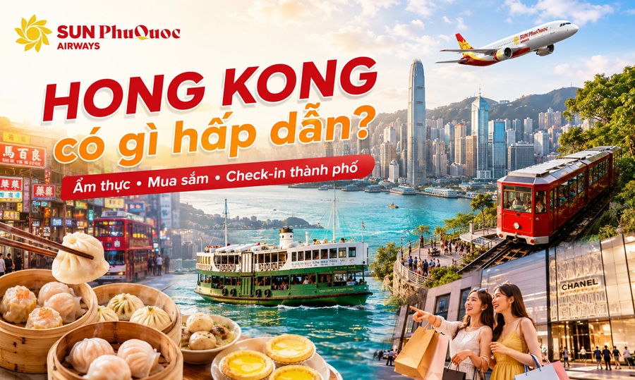 Sun PhuQuoc Airways có những đường bay thẳng nào đến Hong Kong