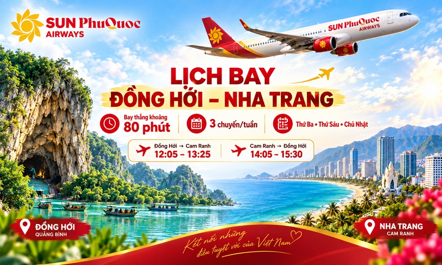 Lịch Bay Đồng Hới – Nha Trang Sun PhuQuoc Airways