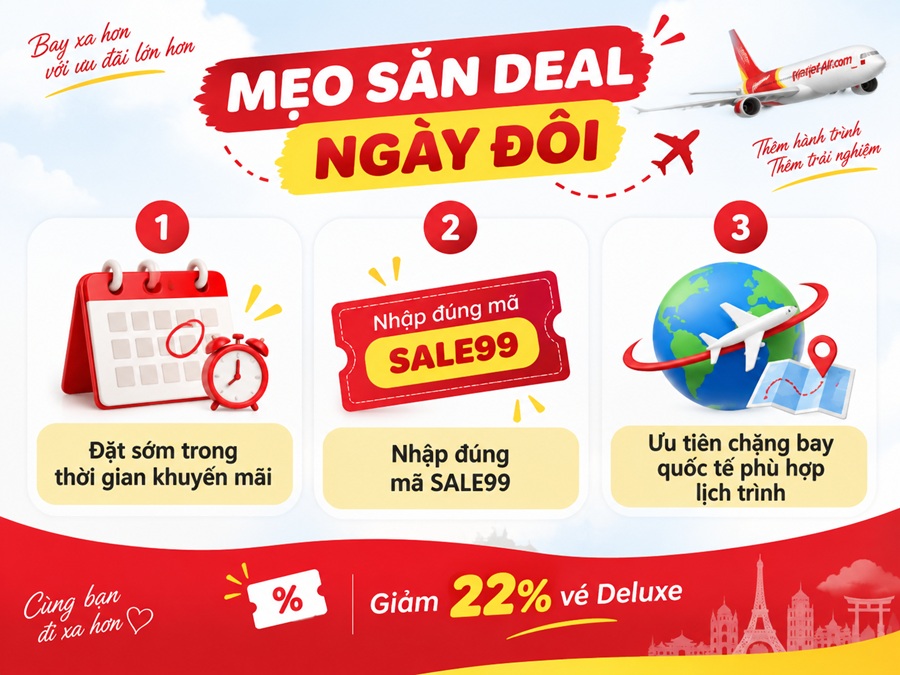 Cách săn vé Vietjet hiệu quả trong dịp 9/9
