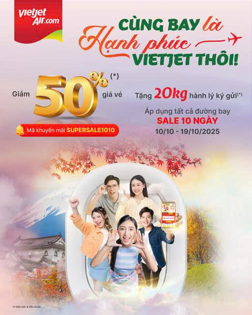 Chương trình khuyến mãi Vietjet tháng 10/2025