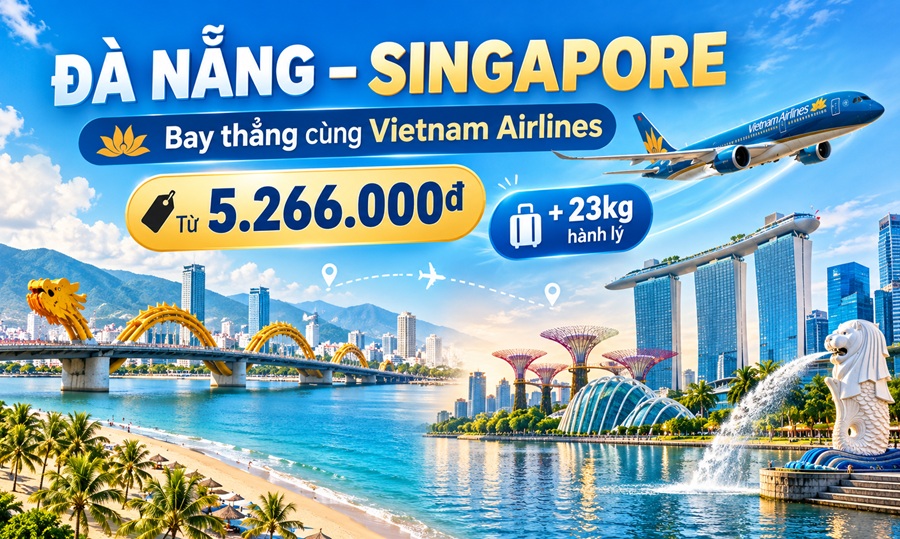 Vietnam Airlines Bay Thẳng Đà Nẵng – Singapore Từ 5.266.000Đ