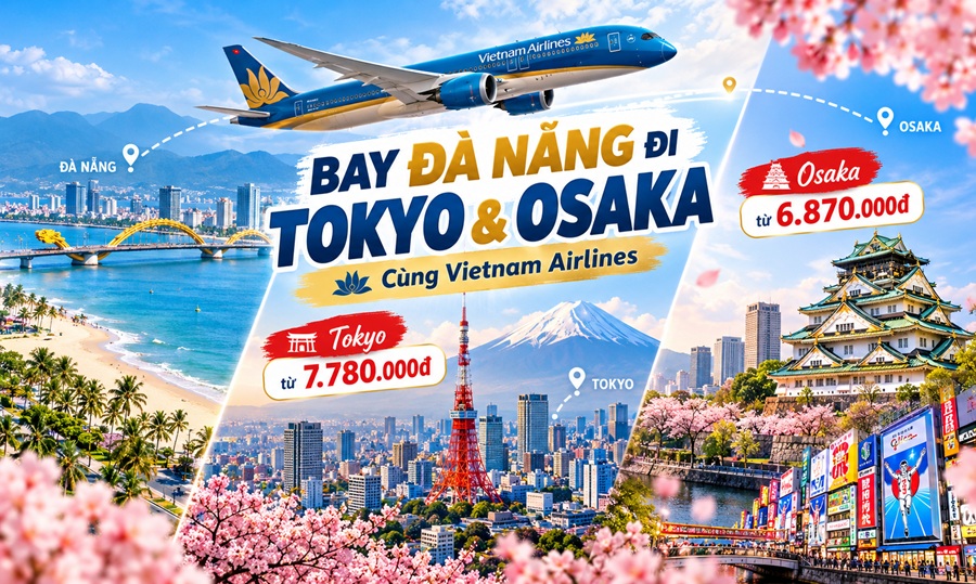 Vé Máy Bay Đi Nhật Bản Vietnam Airlines Từ Đà Nẵng: Tokyo Hay Osaka?