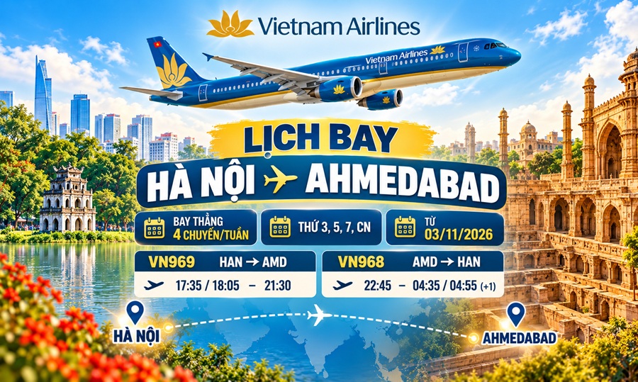 Vietnam Airlines Bay Hà Nội – Ahmedabad Vào Ngày Nào?