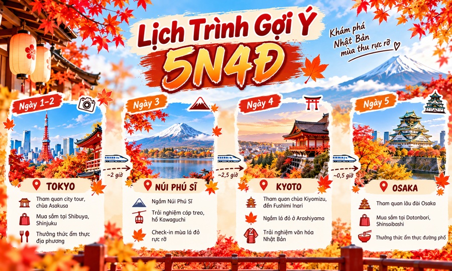 Lịch trình du lịch Nhật Bản mùa thu