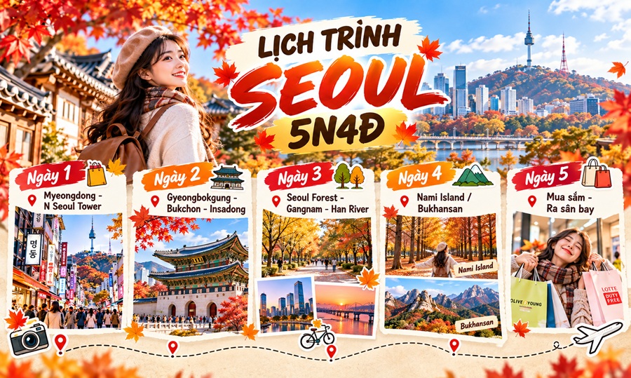 Lịch Trình Seoul 5 Ngày 4 Đêm Gợi Ý
