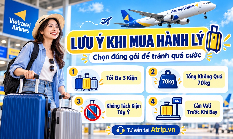 Lưu ý khi mua hành lý ký gửi Vietravel Airlines