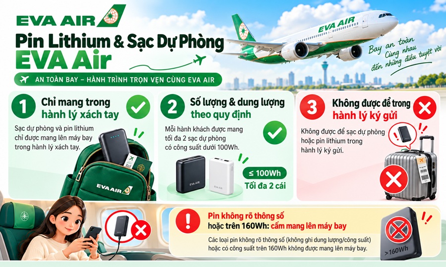 Quy Định Power Bank EVA Air Từ 31/03/2026
