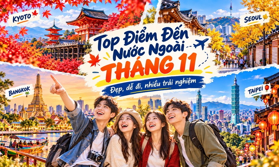 Top điểm đến nước ngoài tháng 11
